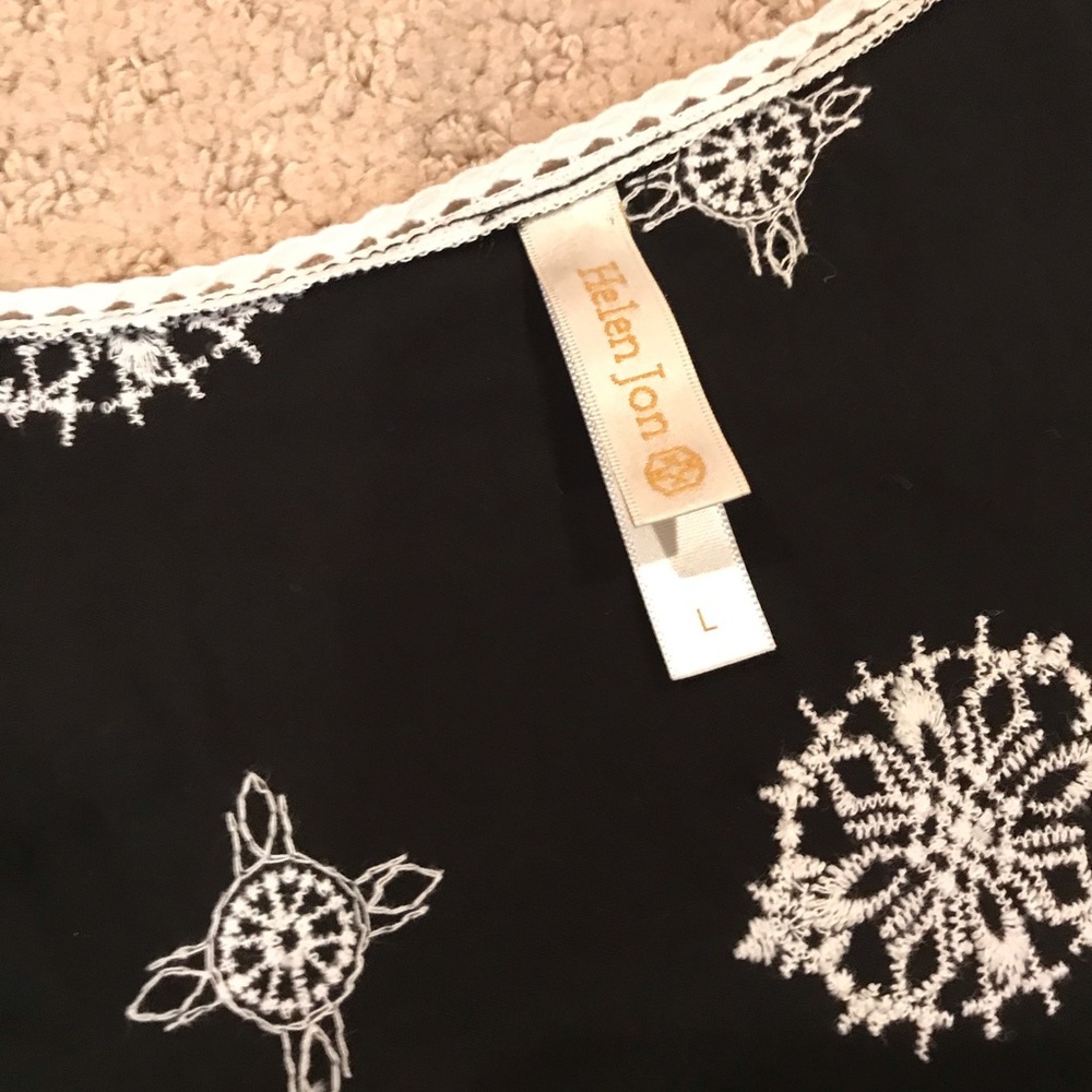 Helen Jon Black Embroidered Swimsuit Coverup Large - Picture 5 of 6